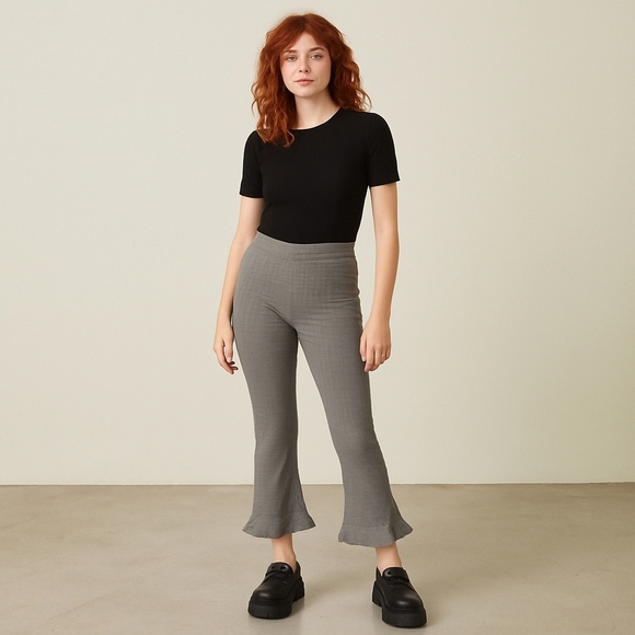 Opening Ceremony Houndstooth Ruffle Kick Flare Pants - Size 4 - EUC - Picture 1 of 8